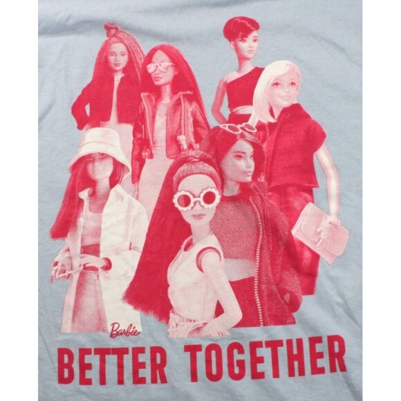 Barbie "Better Together" Graphic T-Shirt Light Blue Size 1X 100% Cotton - Picture 2 of 6
